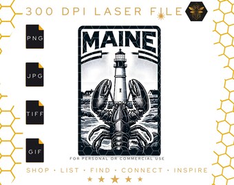 Maine Lobster Lighthouse Laser Cut File | State Sign (Digital Download)