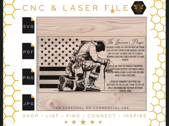 The Lineman's Prayer American Flag SVG | Lineman Svg | Lineman File | Lineman Prayer Svg | First Responder | Laser File | Pdf | PNG | Jpg