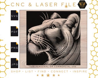 Lioness Laser Cut File | Female Lion Vector (SVG, PDF, JPG)