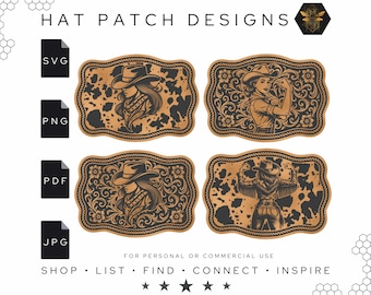 Cowgirl Belt Buckle SVG Laser Files: Hat Patch Design (Digital Download)