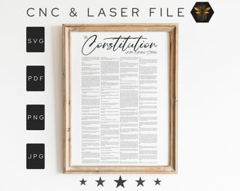 The United States Constitution Svg | The Constitution Printable Download | Constitution Wall Art Laser File | The US Constitution Print File
