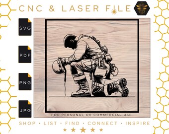 Kneeling Lineman Prayer SVG | First Responder, Laser File (Digital Download)