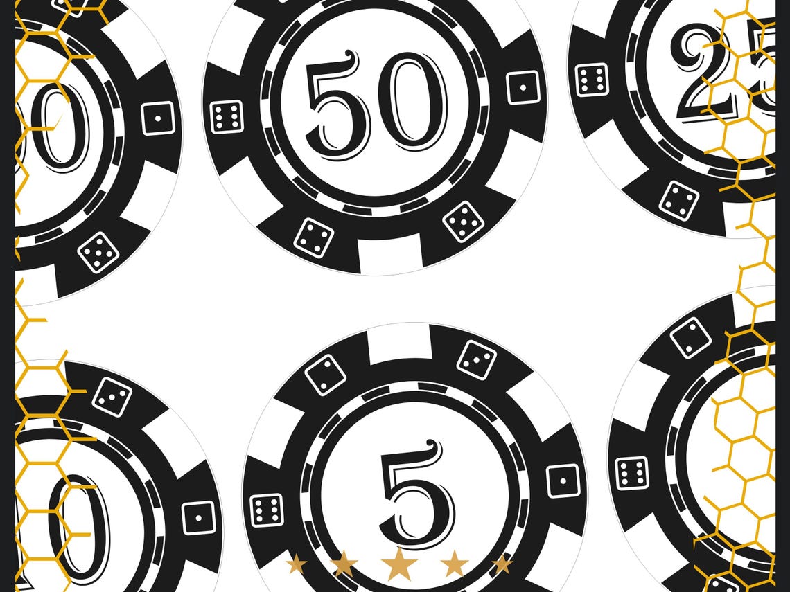 Poker Chip Set SVG Template | Blank Chips, 100-5 Value (digital ...