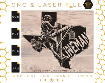Texas Lineman SVG File | First Responder, Laser Cut (Digital Download)