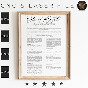 La Carta de Derechos de los Estados Unidos Svg / La Carta de Derechos para imprimir / Archivo de arte mural con el documento fundacional / Carta de Derechos / Láser