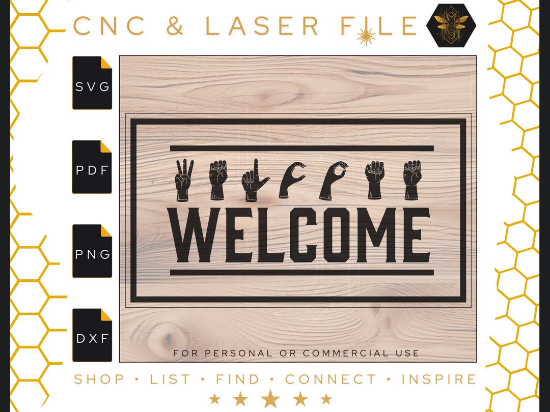 Welcome American Sign Language SVG Sign | ASL Alphabet Welcome | Sign ...