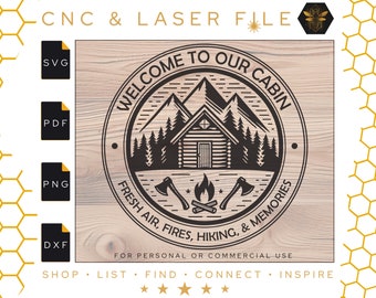 Welcome To Our Cabin SVG Sign | Rustic Lodge Decor (Digital Download)