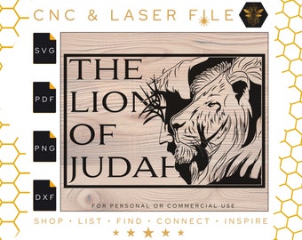 The Lion of Judah | Christ Crucifixion Svg | Easter Files | Jesus and Lion | Jesus SVG | Laser Engraving File | Svg | Pdf | PNG | DXF