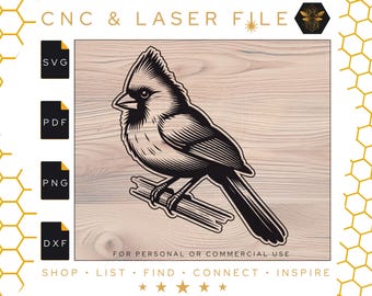 Red Cardinal Vector File Svg | Cardinal Svg | Cardinal Svg File | Bird Vector Svg | Cardinal  Cnc & Laser File | PDF | PNG | DXF | Svg