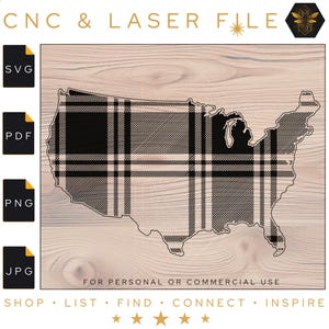 United States of America Flannel Style SVG | Flannel Style SVG USA | Flannel Pattern | United States Outline | Detailed Svg Shape | Vector