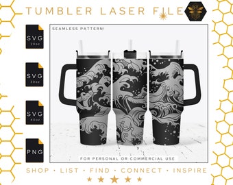 Ocean Waves Tumbler SVG | Seamless Pattern Laser File (Digital Download)