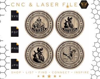 Veteran SVG Round Bundle: Military CNC Laser Files (Digital Download)