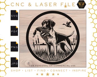 Bird Hunting Dog Vector File | Bird Dog Svg | Duck Hunter Svg File | Detailed Bird Dog Vector Svg | Cnc &Laser File | PDF | PNG | DXF | Svg