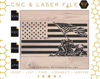 Iwo Jima Flag Raising SVG: American Flag Vector File (Digital Download)