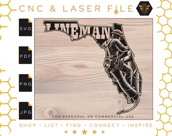 Florida Lineman SVG File | Laser Cut, First Responder (Digital Download)