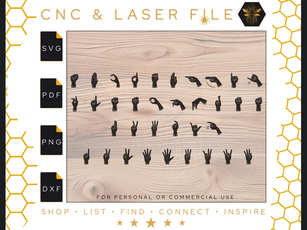 American Sign Language SVG Alphabet and Numbers 1-10 | ASL Alphabet and ...