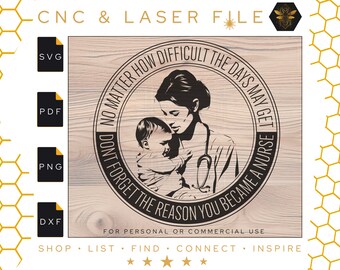Pediatric Nurse & Child svg | Laser Cut File (pdf, png, dxf)