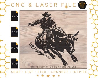 Bull Rider Engraving Svg | Rodeo Svg | Bucking Bull Vector | Western | Bull Riding Vector File | Rodeo Cowboy Svg | Svg | Pdf | PNG | DXF