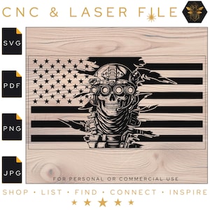 Skeleton Soldier Night Vision Tattered Style Flag Graphic SVG | Night Vision | Patriotic Files | American Flag | Tattered Flag | Svg | Pdf