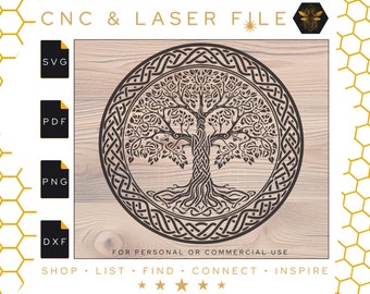 Celtic Tree of Life Round Vector | Celtic Tree Svg | Celtic Pattern | Vector Wall Art Laser File | Digital Engraving | Svg | Pdf | PNG | DXF