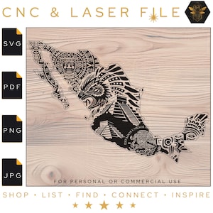 Mexique symboles carte SVG | Mexique SVG | Symboles aztèques et mayas | Lime laser pyramides aztèques | Symboles mexicains | Art du Mexique | Calendrier aztèque