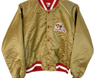 Vintage 80s Athletic San Francisco 49ers Chalk Line Silky Satin