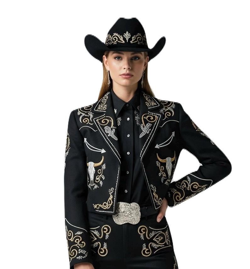 Embroidered Black Cowboy Pantsuit: Women's Western Rodeo Outfit - Etsy