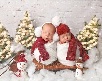 Snowman Potato Sack Digital backdrop, digital backdrop, Christmas, twins, newborn digital, Winter baby, newborn background