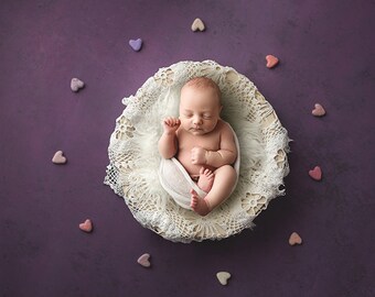 Corazones púrpuras Telón de fondo digital, telón de fondo digital, corazones de cuenco de ojo de pájaro, corazones, cuenco de ojos de pájaro digital, telón de fondo para recién nacidos, telón de fondo para recién nacidos