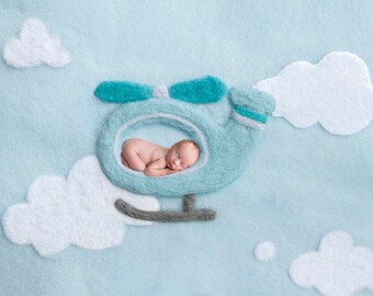 Blue Felt Helicopter Digital backdrop, digital backdrop, helicopter,  blue, newborn boy digital, newborn backdrop, newborn background