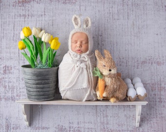 Bunny Shelf Potato Sack Digital backdrop, digital backdrop, Bunny on a Shelf, Easter Digital Background, newborn digital,  Easter newborn