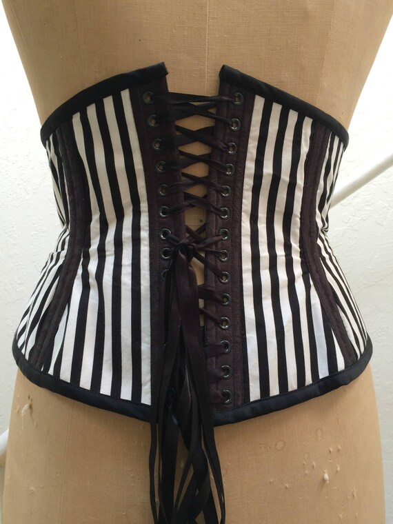 black and white striped bustier