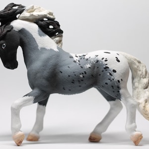 OOAK Schleich model horse custom repaint blue roan pintaloosa stallion