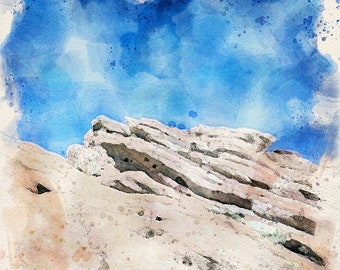 Red Rocks Denver Colorado mountain scene watercolor DIGITAL DOWNLOAD PDF print file travel wall art