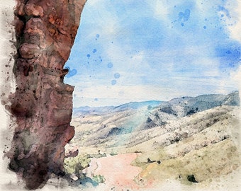 Red Rocks Denver Colorado mountain scene watercolor DIGITAL DOWNLOAD PDF print file travel wall art