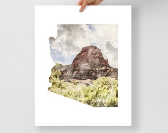 Arizona Sedona red rock desert scene watercolor unframed print travel wall art