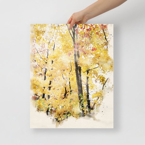 Upstate New York Catskills fall foliage watercolor art print autumn wall decor housewarming