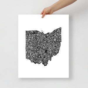 Ohio typography map art unframed print customizable personalized state poster custom wall decor engagement wedding housewarming gift image 2