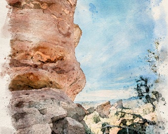 Red Rocks Denver Colorado mountain scene watercolor DIGITAL DOWNLOAD PDF print file travel wall art