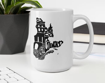 Quebec typography map coffee mug