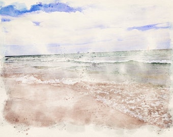 Siesta Key Beach Sarasota County on gulf coast florida beach watercolor DIGITAL DOWNLOAD PDF print file wall art coastal beach house decor