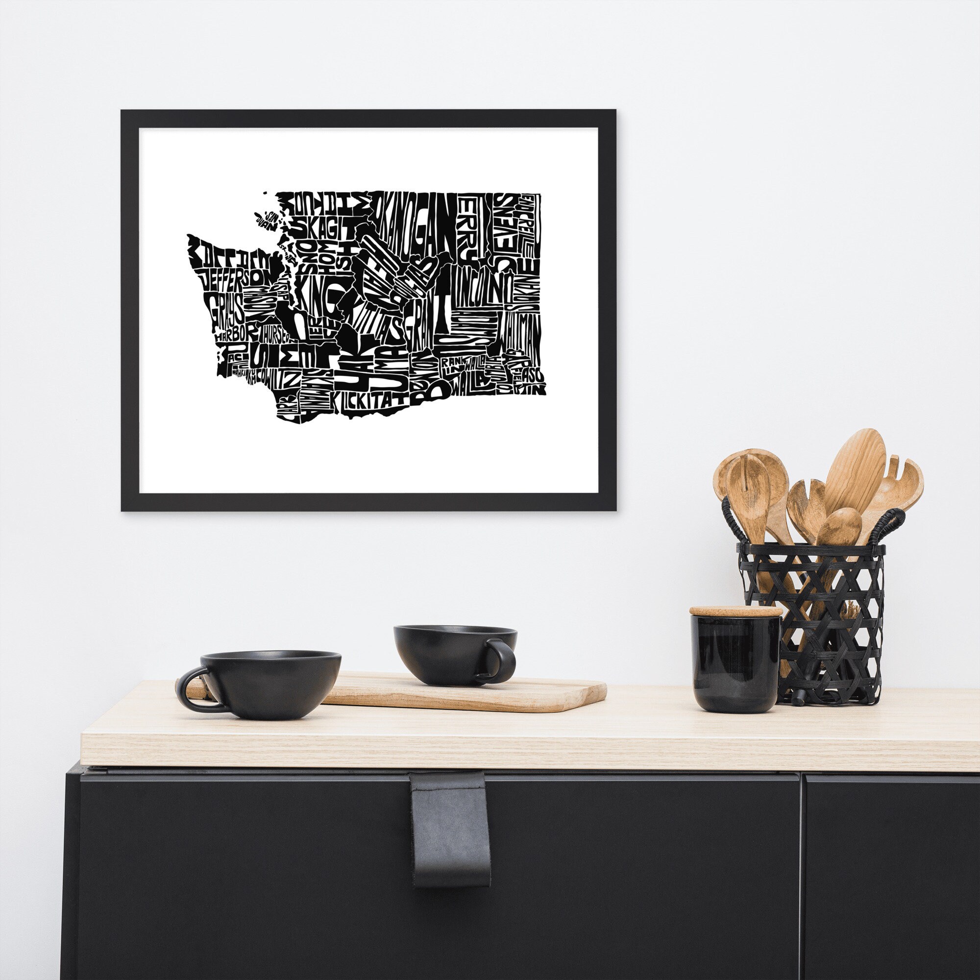 Washington Typography Map Art FRAMED Print Customizable Personalized ...