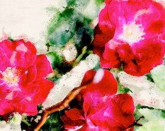 Summer roses watercolor DIGITAL DOWNLOAD PDF print file flower floral rose