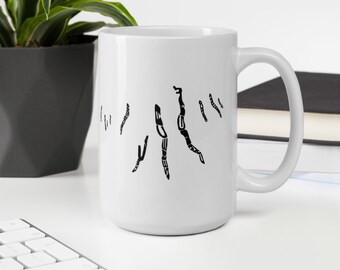 Finger Lakes typography map coffee mug