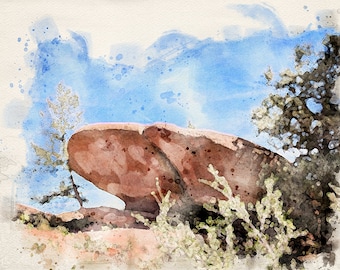 Red Rocks Denver Colorado mountain scene watercolor DIGITAL DOWNLOAD PDF print file travel wall art