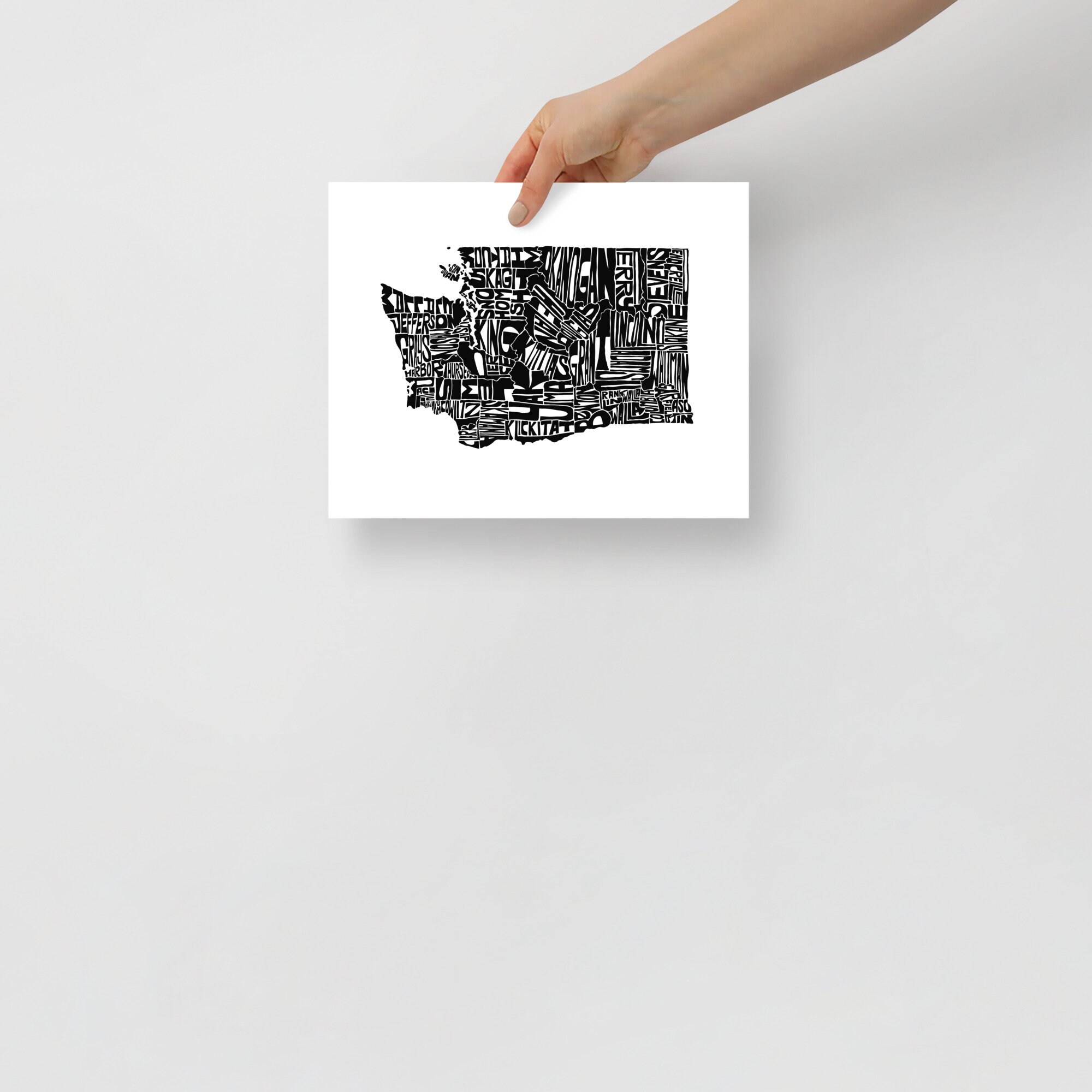 Washington Typography Map Art Unframed Print Customizable Personalized ...