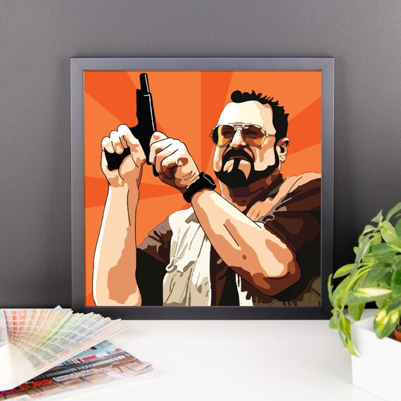 Over The Line Lebowski The Big Lebowski Fan Art Over The Line Framed Print Poster | Etsy
