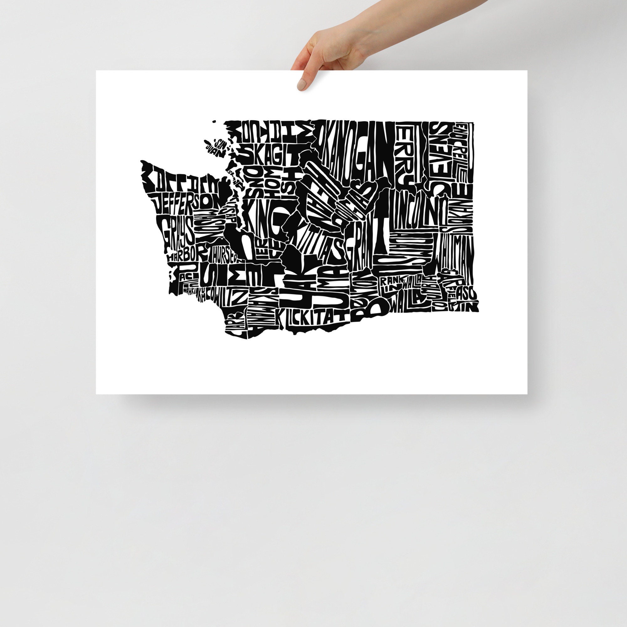 Washington Typography Map Art Unframed Print Customizable Personalized ...
