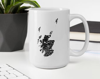 Scotland typography map coffee mug