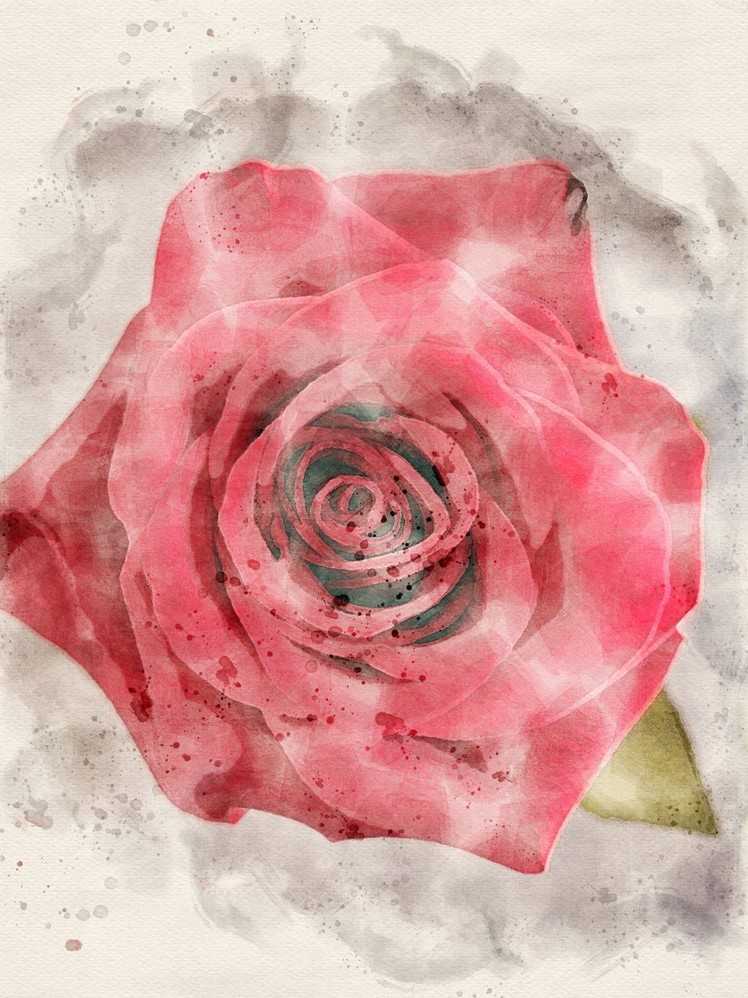Red Rose Watercolor DIGITAL DOWNLOAD PDF Print File Flower Floral ...